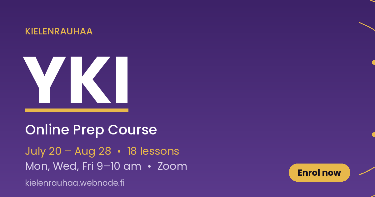 YKI kurssi 2026 Enrol now for Online Prep Course